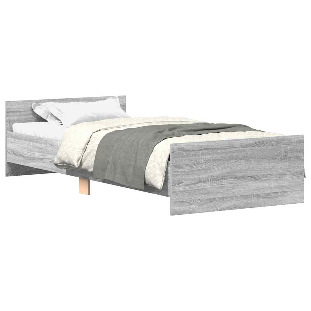 Bettgestell Grau Sonoma 75x190 cm Holzwerkstoff