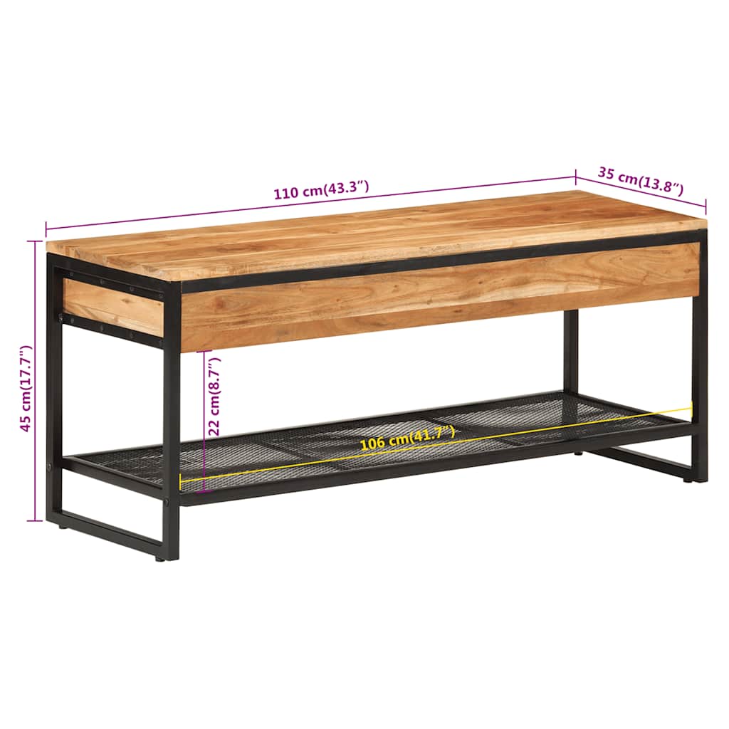 Schuhbank 110x35x45 cm Massivholz Akazie und Eisen