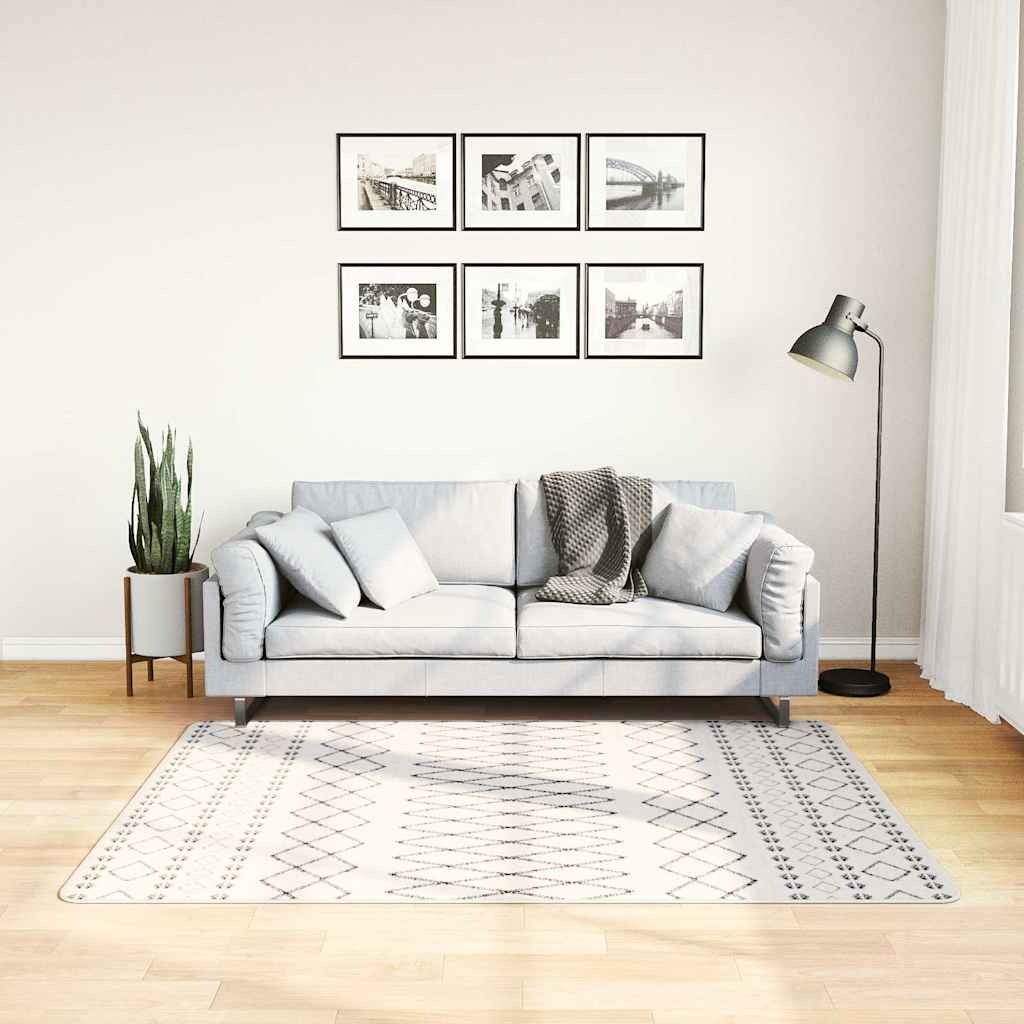 Teppich Waschbar Schwarz und Weiß 120x170 cm