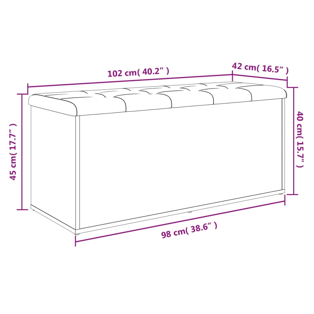 Aufbewahrungsbank Sonoma-Eiche 102 x 42 x 45 cm Holzwerkstoff