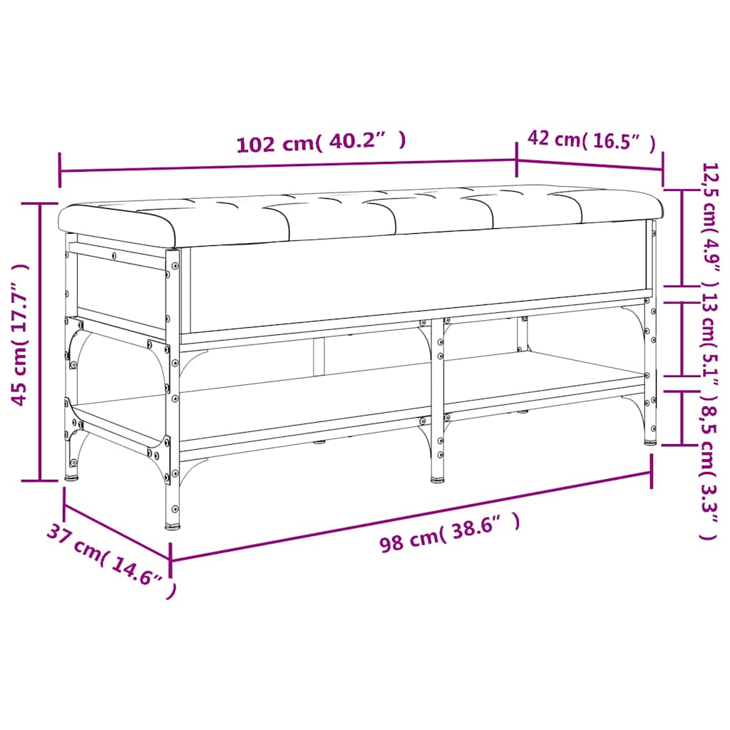 Schuhbank Räuchereiche 102x42x45 cm Holzwerkstoff