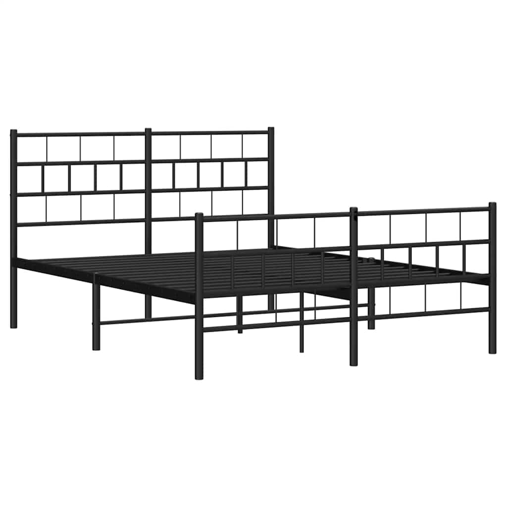 Bettgestell mit Kopf- und Fußteil Metall Schwarz 150x200 cm
