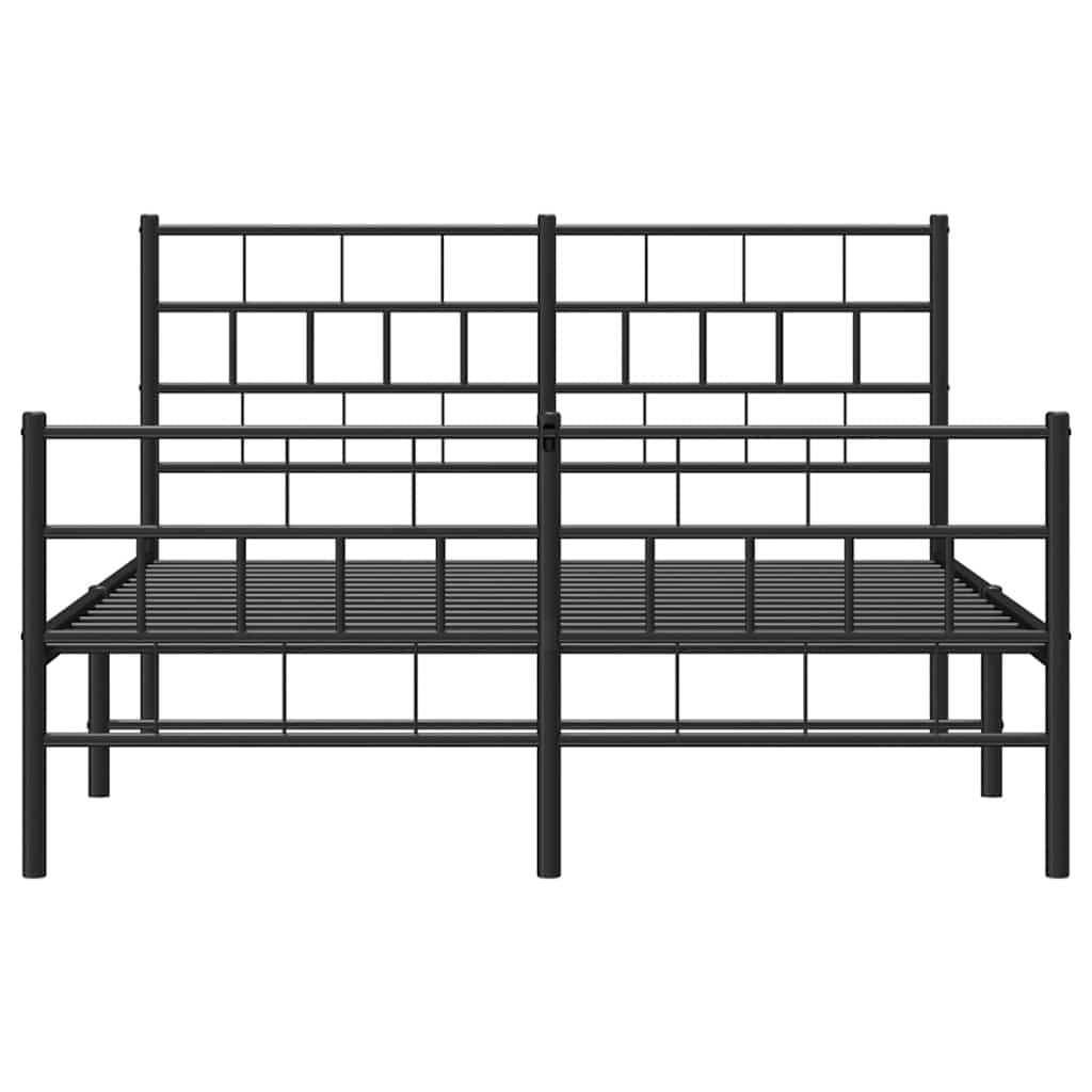 Bettgestell mit Kopf- und Fußteil Metall Schwarz 150x200 cm