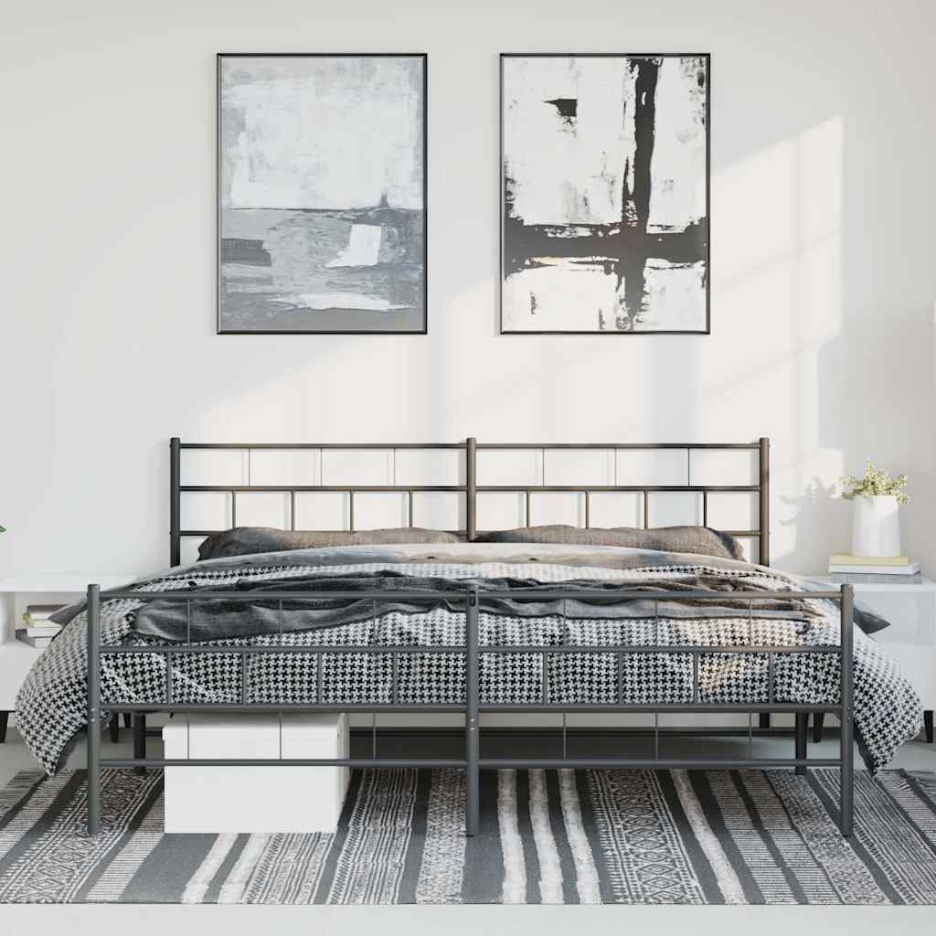 Bettgestell mit Kopf- und Fußteil Metall Schwarz 183x213 cm