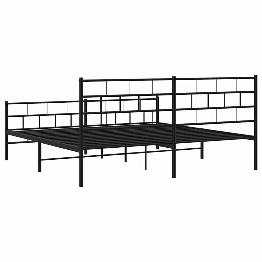 Bettgestell mit Kopf- und Fußteil Metall Schwarz 183x213 cm