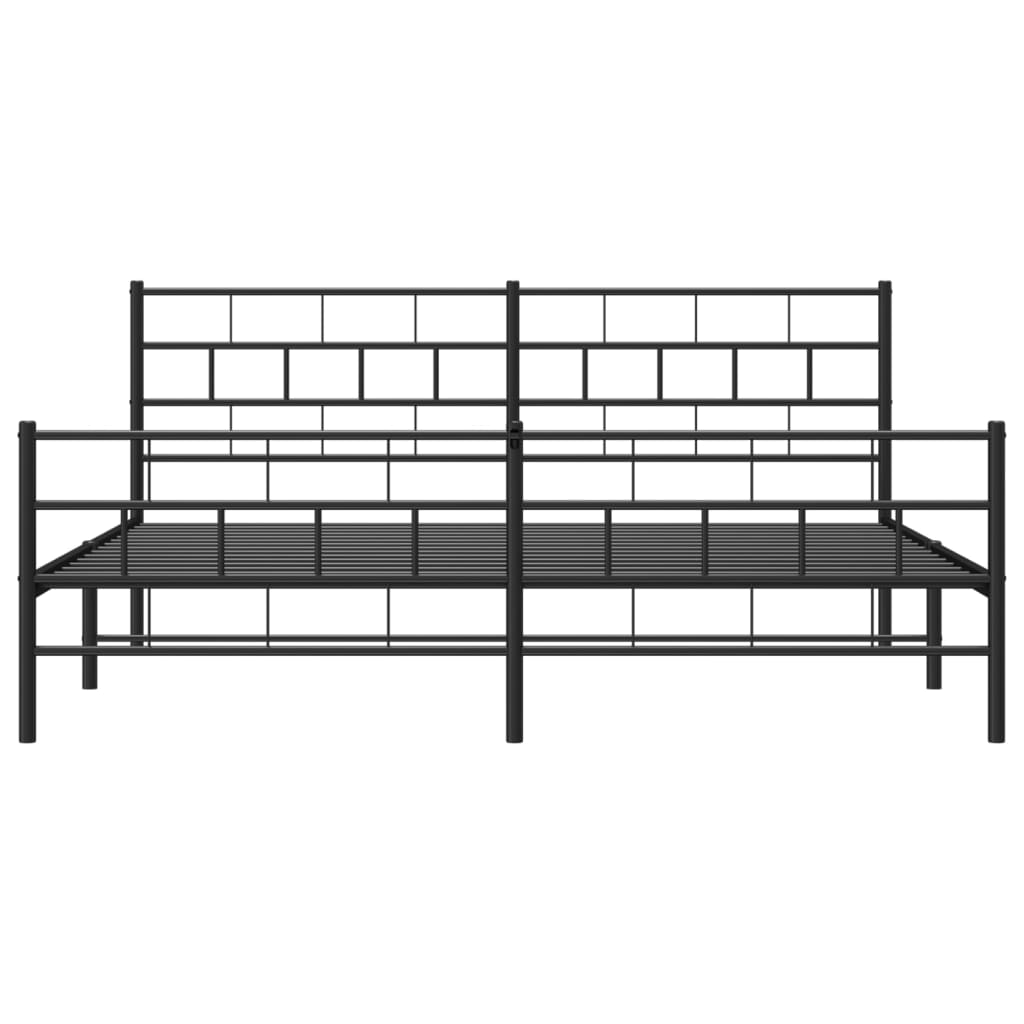 Bettgestell mit Kopf- und Fußteil Metall Schwarz 200x200 cm