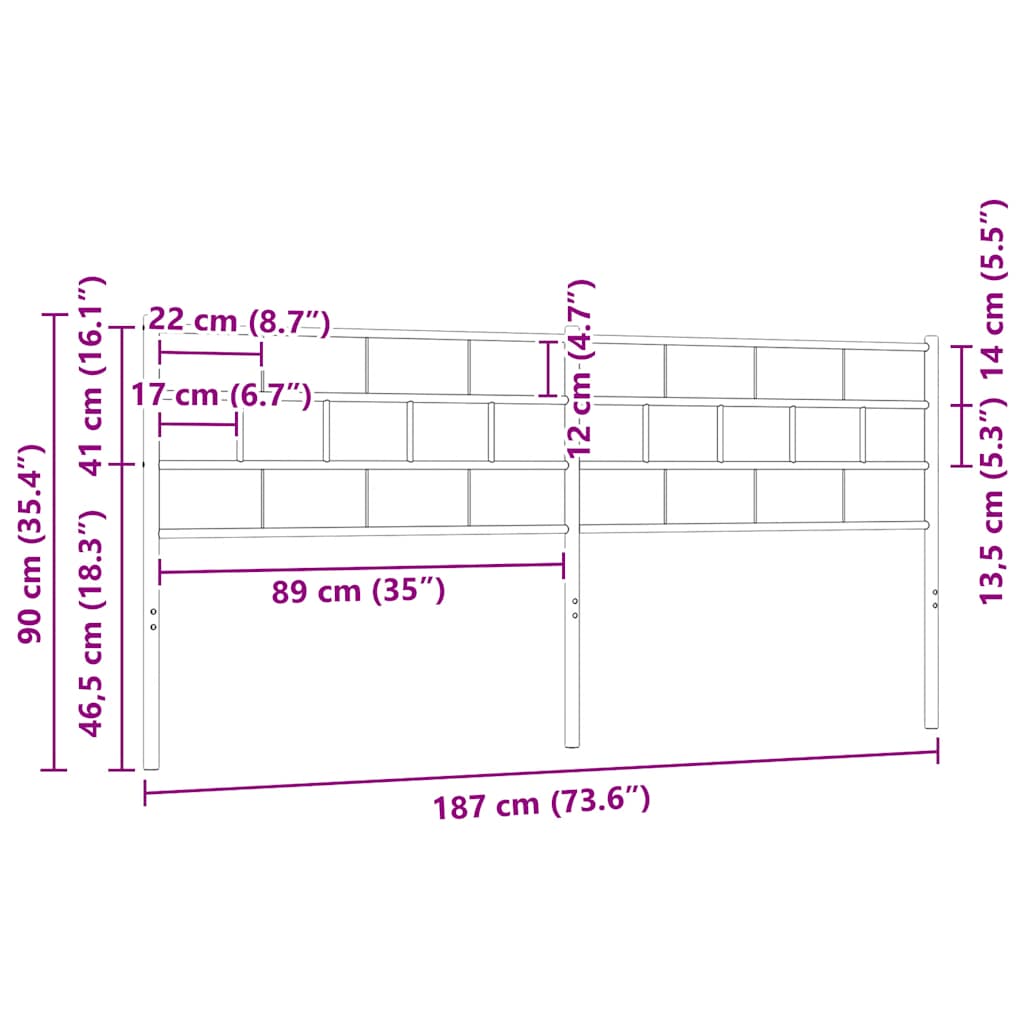 Ersatz-Kopfteil Metall Schwarz 180 cm