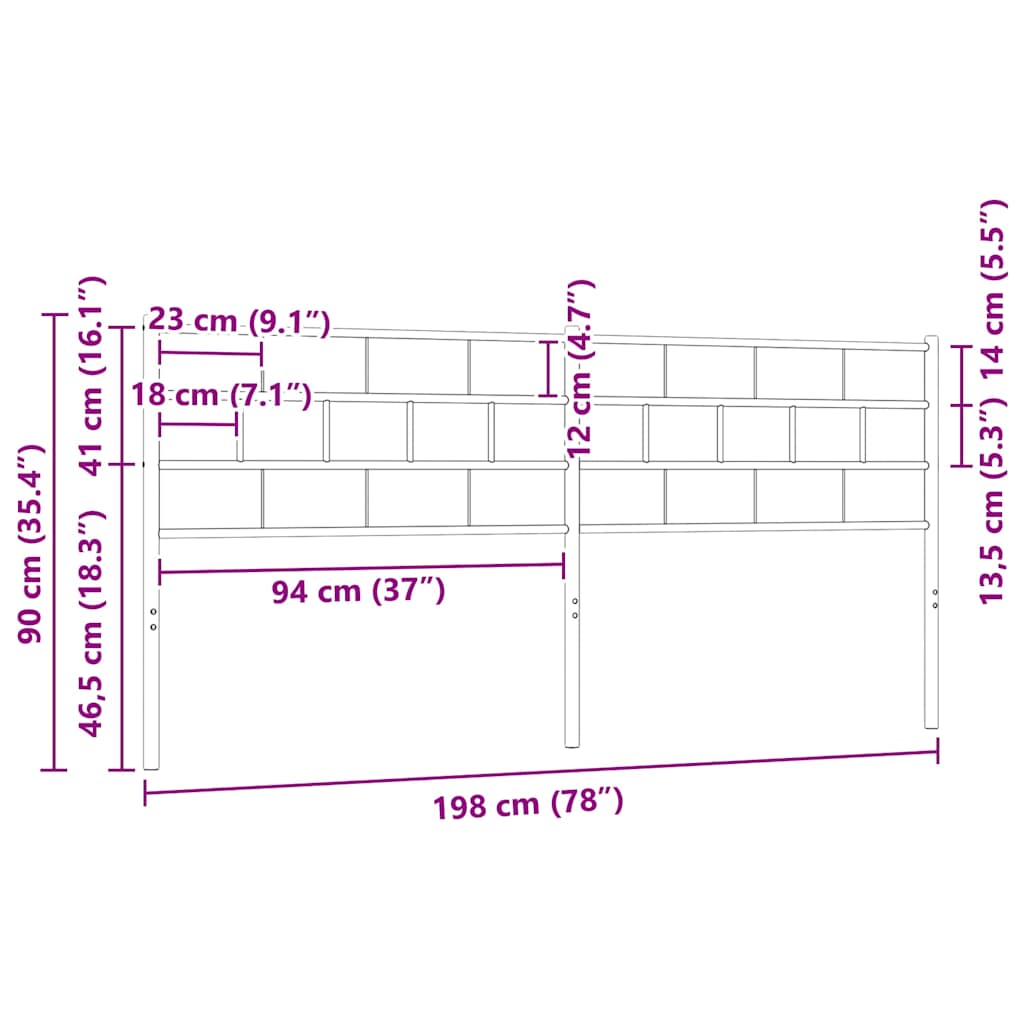 Ersatz-Kopfteil Metall Schwarz 193 cm