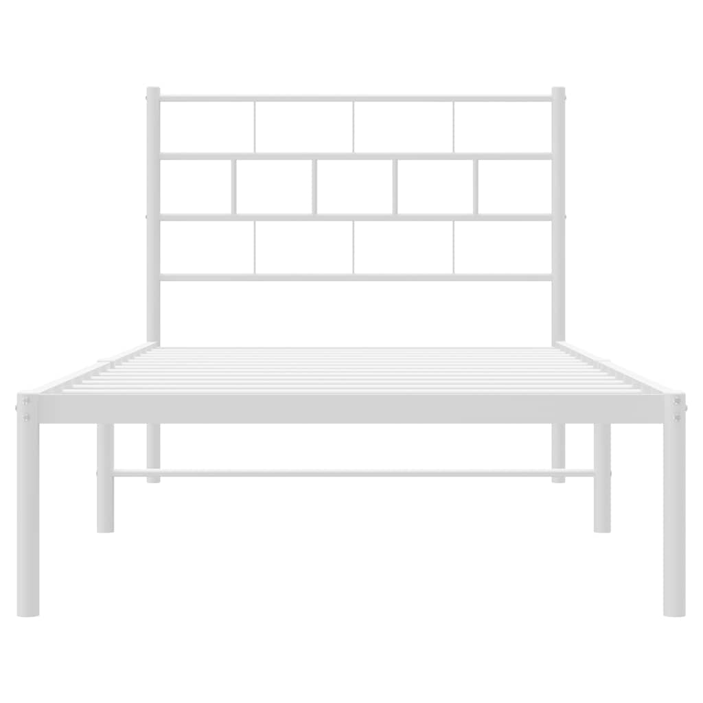 Bettgestell mit Kopfteil Metall Weiß 100x190 cm