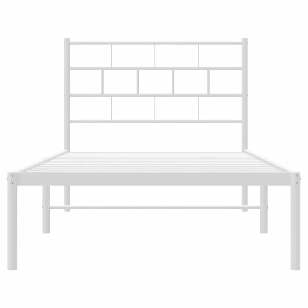 Bettgestell mit Kopfteil Metall Weiß 100x200 cm