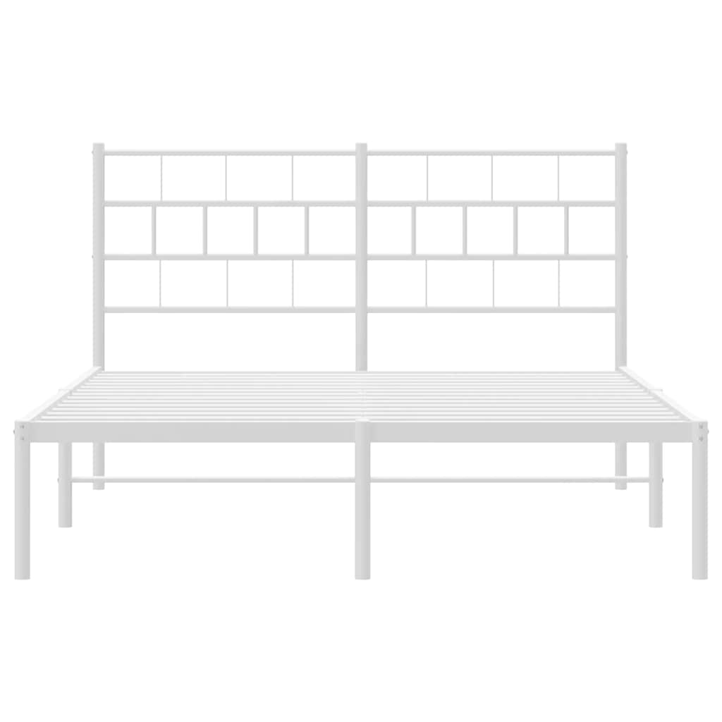 Bettgestell mit Kopfteil Metall Weiß 135x190 cm
