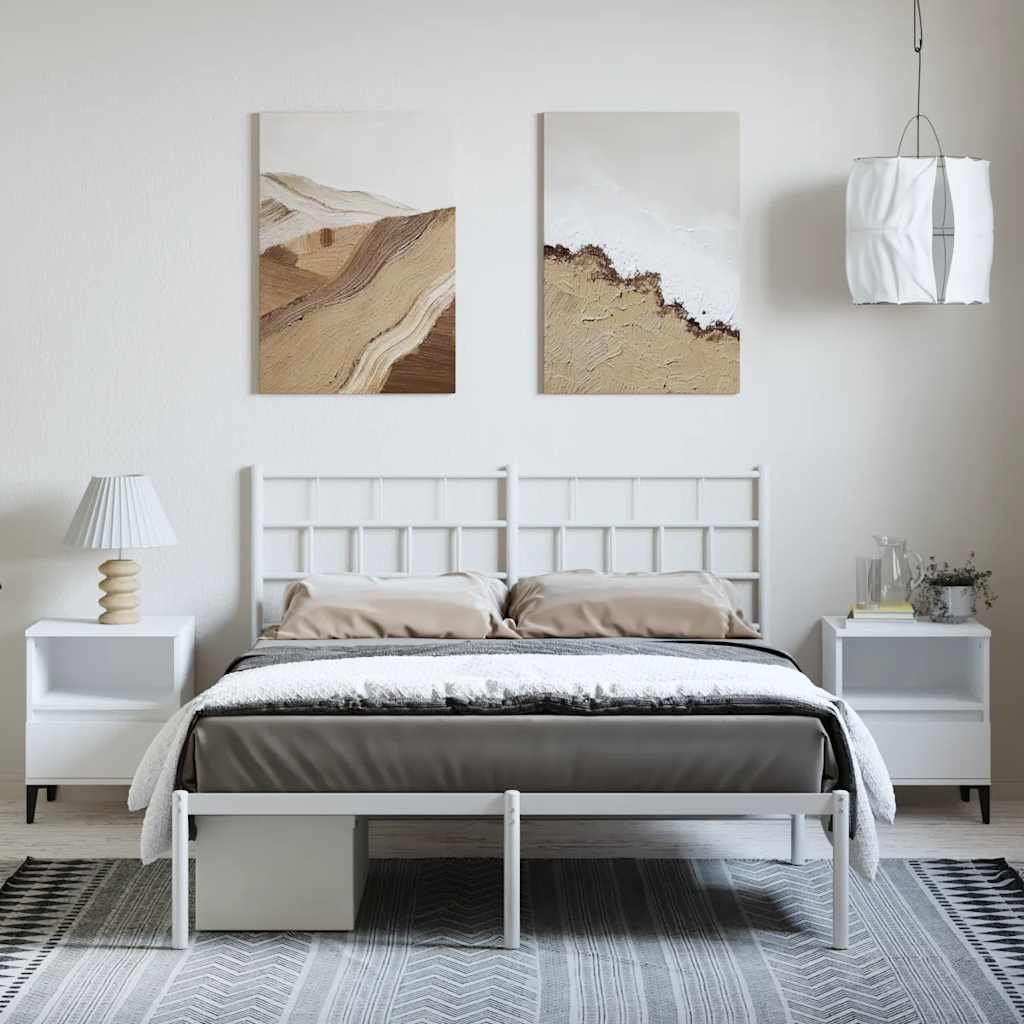 Bettgestell mit Kopfteil Metall Weiß 150x200 cm