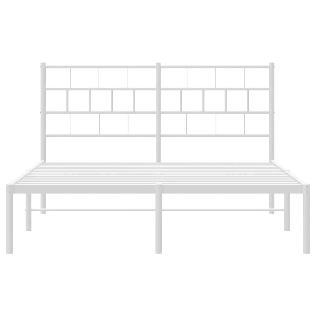 Bettgestell mit Kopfteil Metall Weiß 150x200 cm