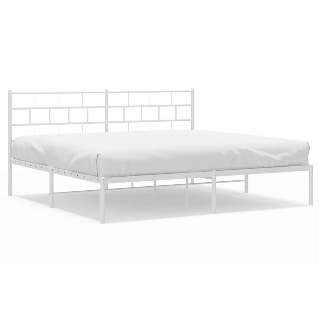 Bettgestell mit Kopfteil Metall Weiß 183x213 cm
