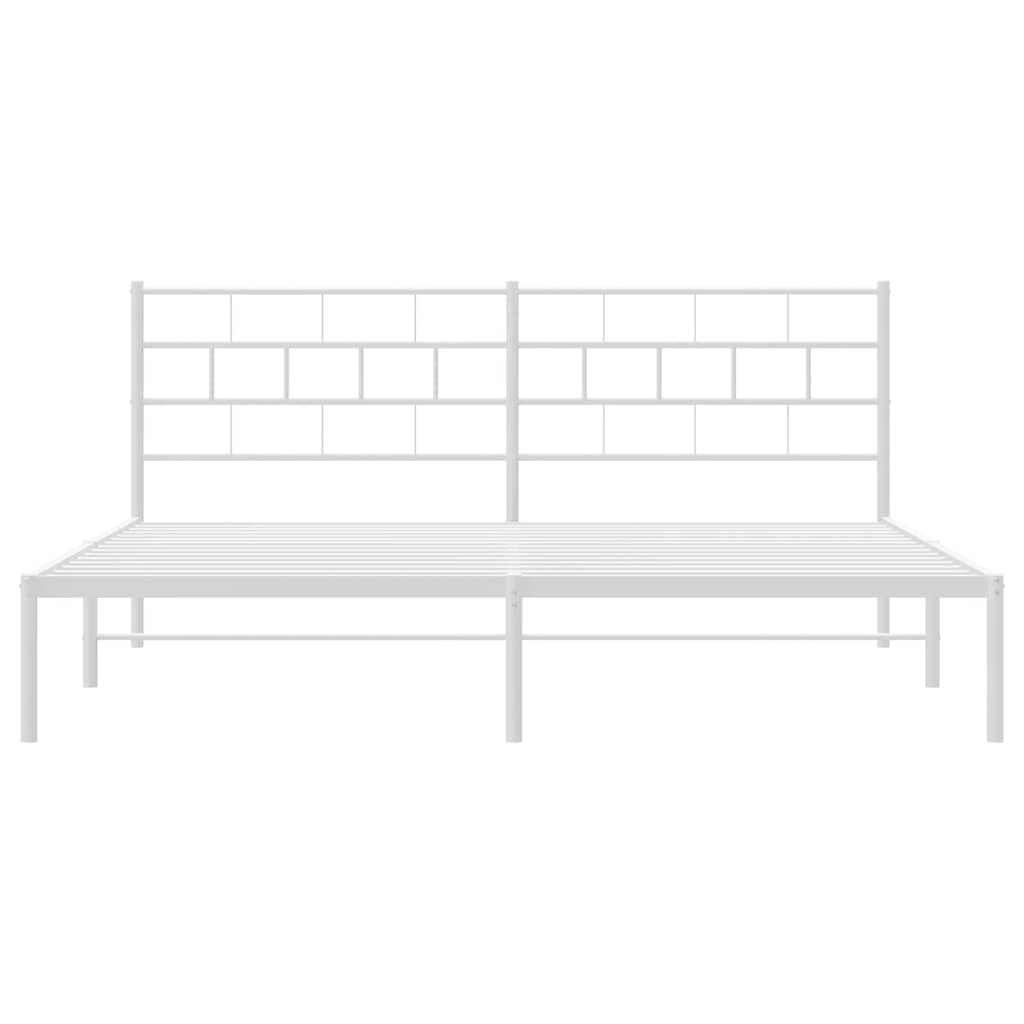 Bettgestell mit Kopfteil Metall Weiß 183x213 cm
