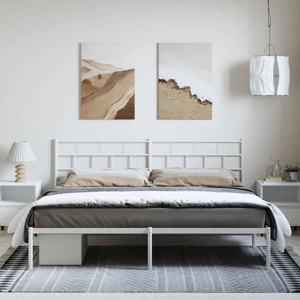 Bettgestell mit Kopfteil Metall Weiß 193x203 cm