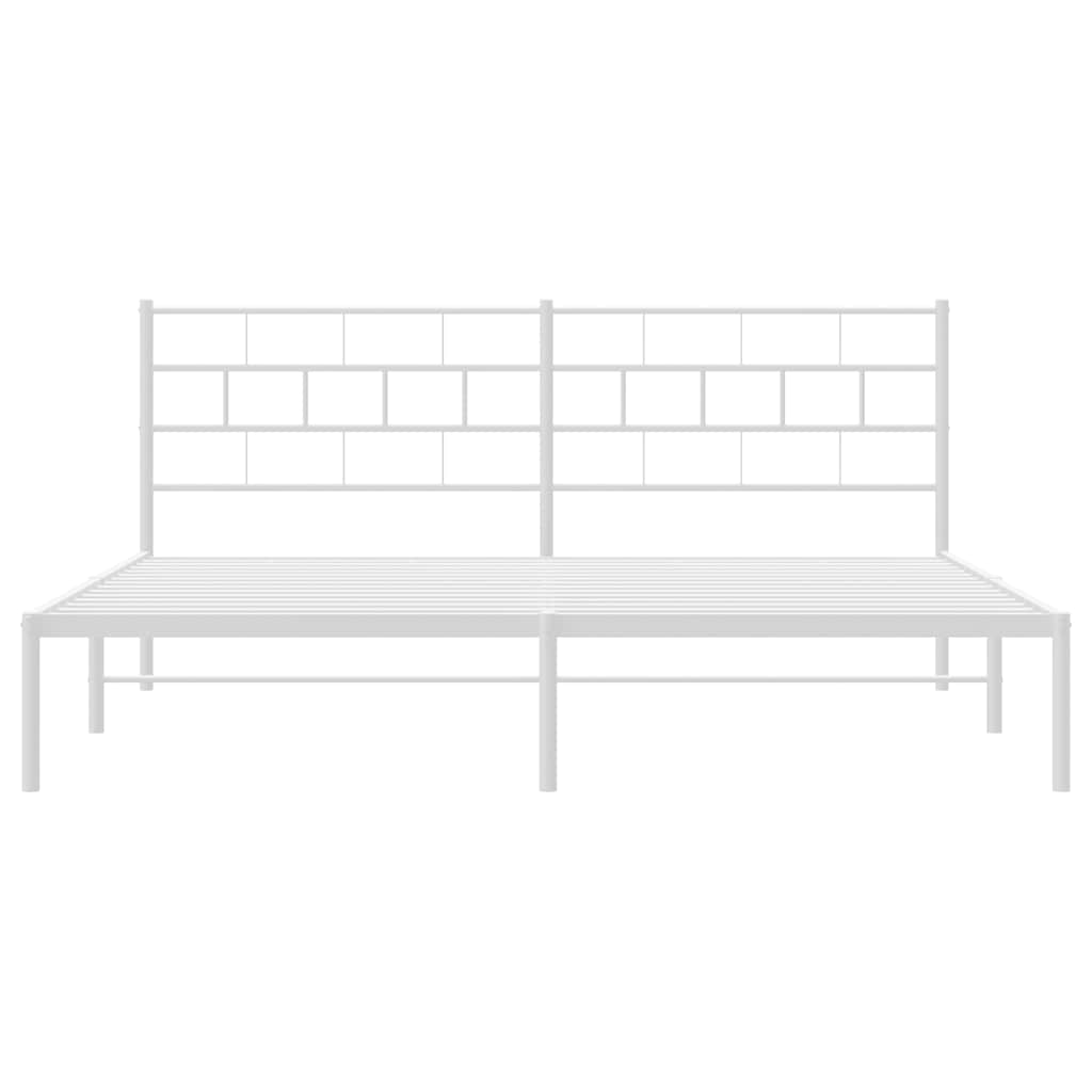 Bettgestell mit Kopfteil Metall Weiß 193x203 cm