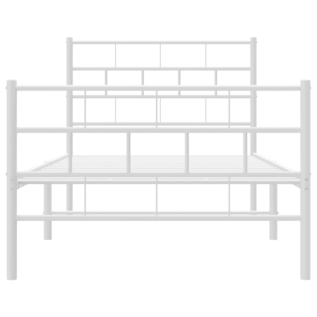 Bettgestell mit Kopf- und Fußteil Metall Weiß 100x190 cm
