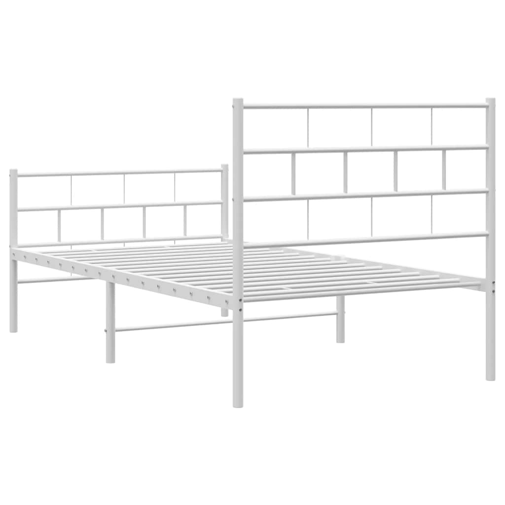 Bettgestell mit Kopf- und Fußteil Metall Weiß 100x200 cm