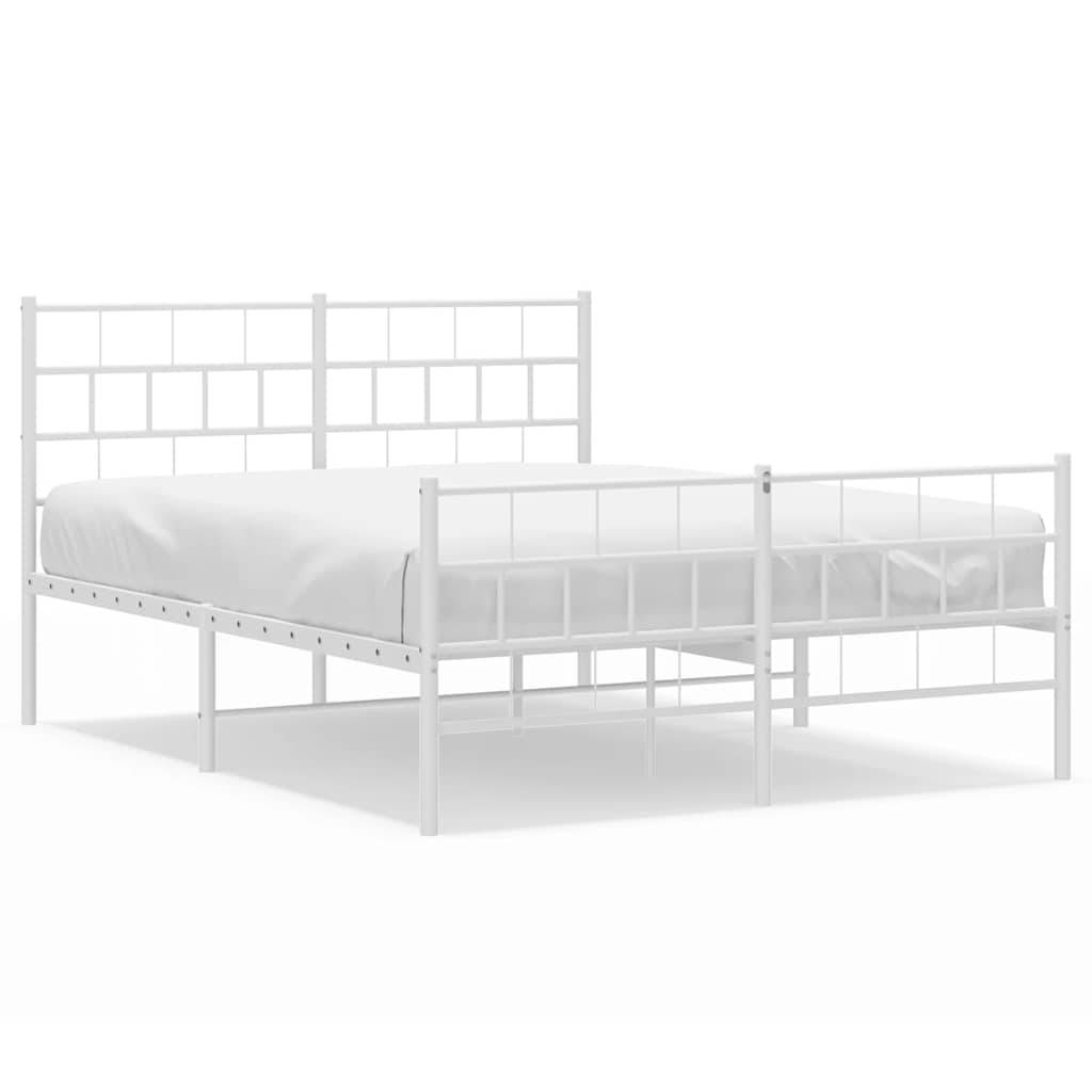 Bettgestell mit Kopf- und Fußteil Metall Weiß 135x190 cm