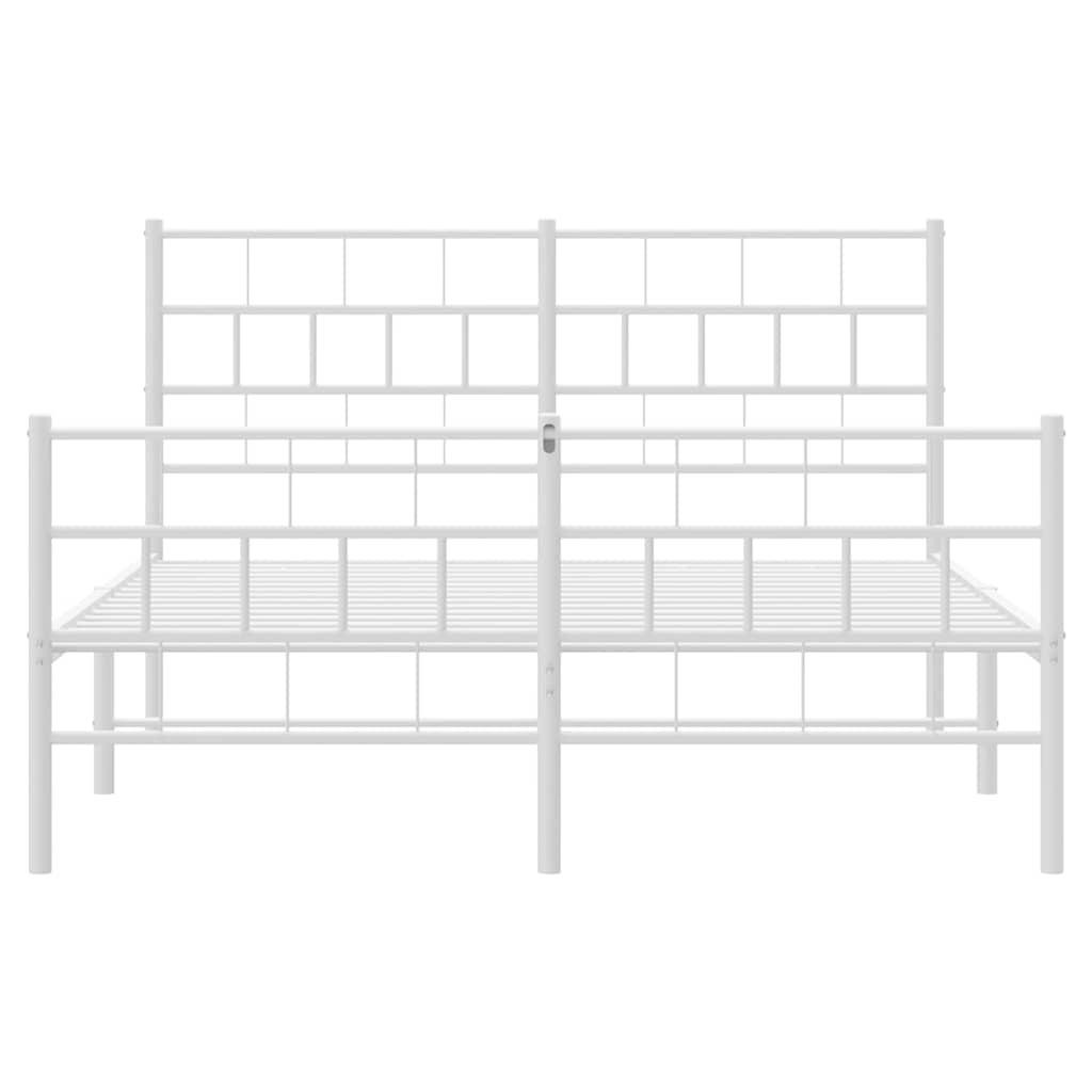 Bettgestell mit Kopf- und Fußteil Metall Weiß 135x190 cm