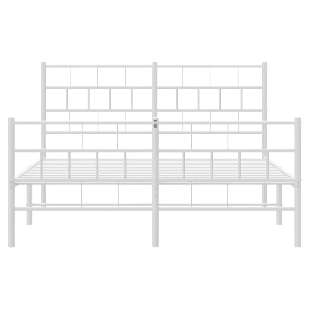 Bettgestell mit Kopf- und Fußteil Metall Weiß 150x200 cm