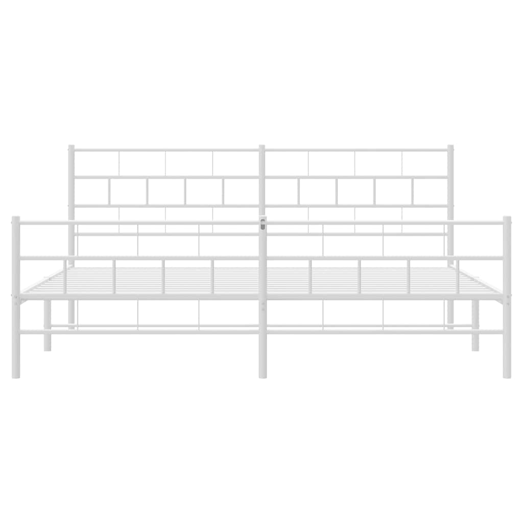 Bettgestell mit Kopf- und Fußteil Metall Weiß 183x213 cm
