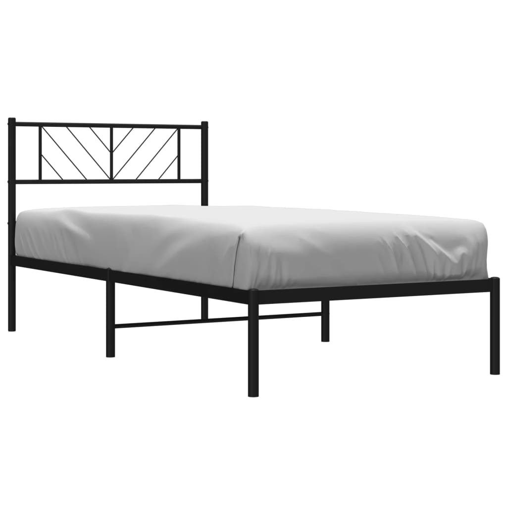 Bettgestell mit Kopfteil Metall Schwarz 90x200 cm