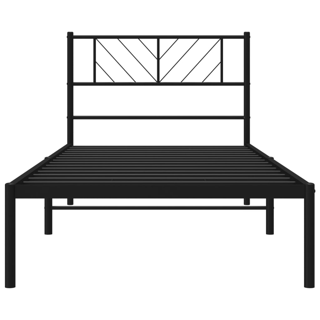 Bettgestell mit Kopfteil Metall Schwarz 90x200 cm