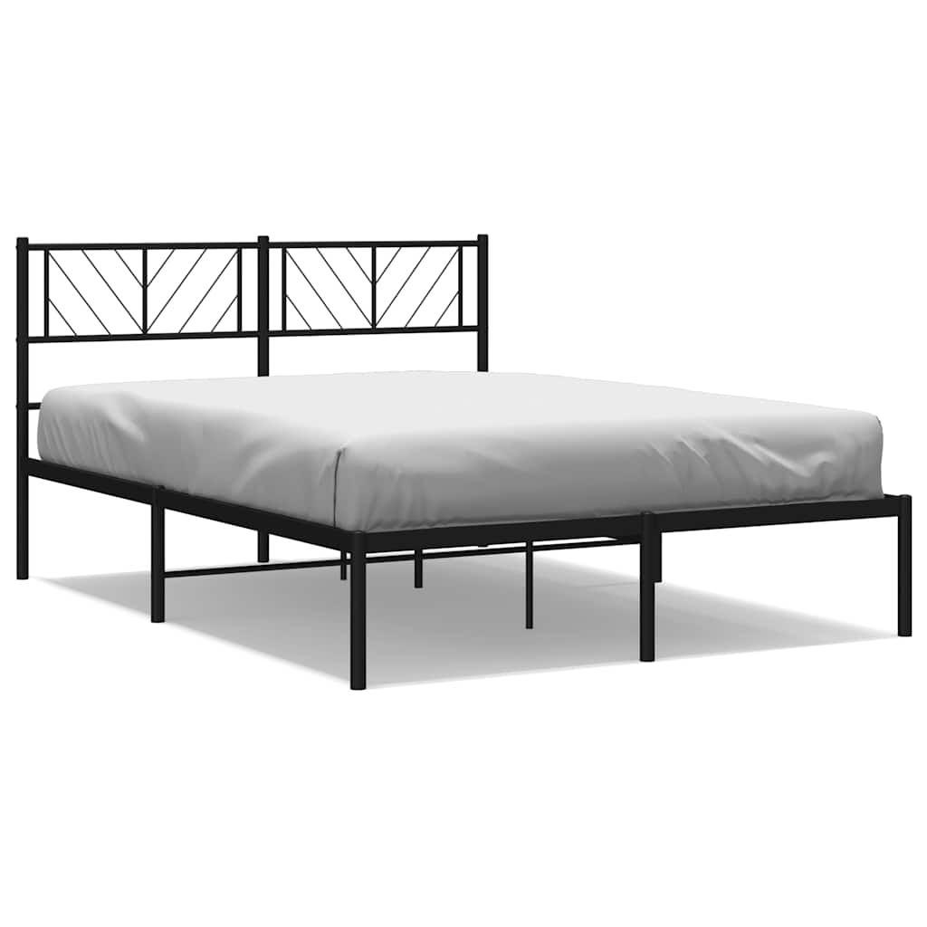 Bettgestell mit Kopfteil Metall Schwarz 150x200 cm
