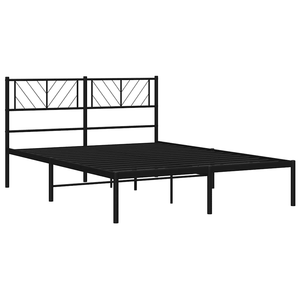 Bettgestell mit Kopfteil Metall Schwarz 150x200 cm