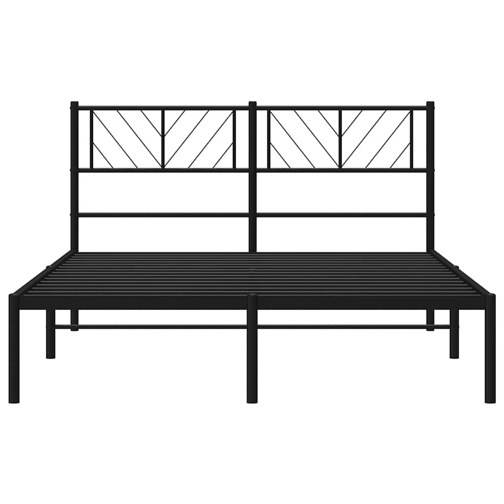 Bettgestell mit Kopfteil Metall Schwarz 150x200 cm