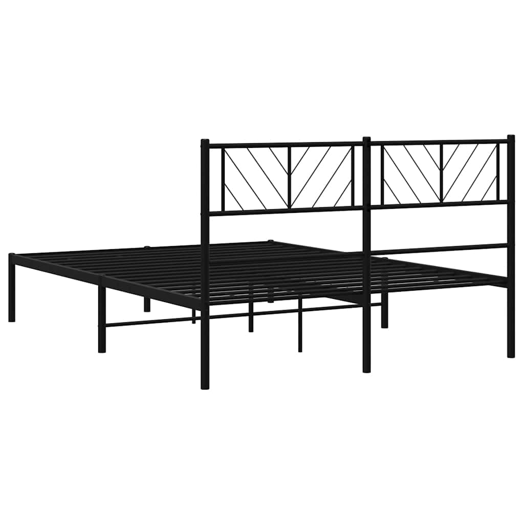 Bettgestell mit Kopfteil Metall Schwarz 150x200 cm
