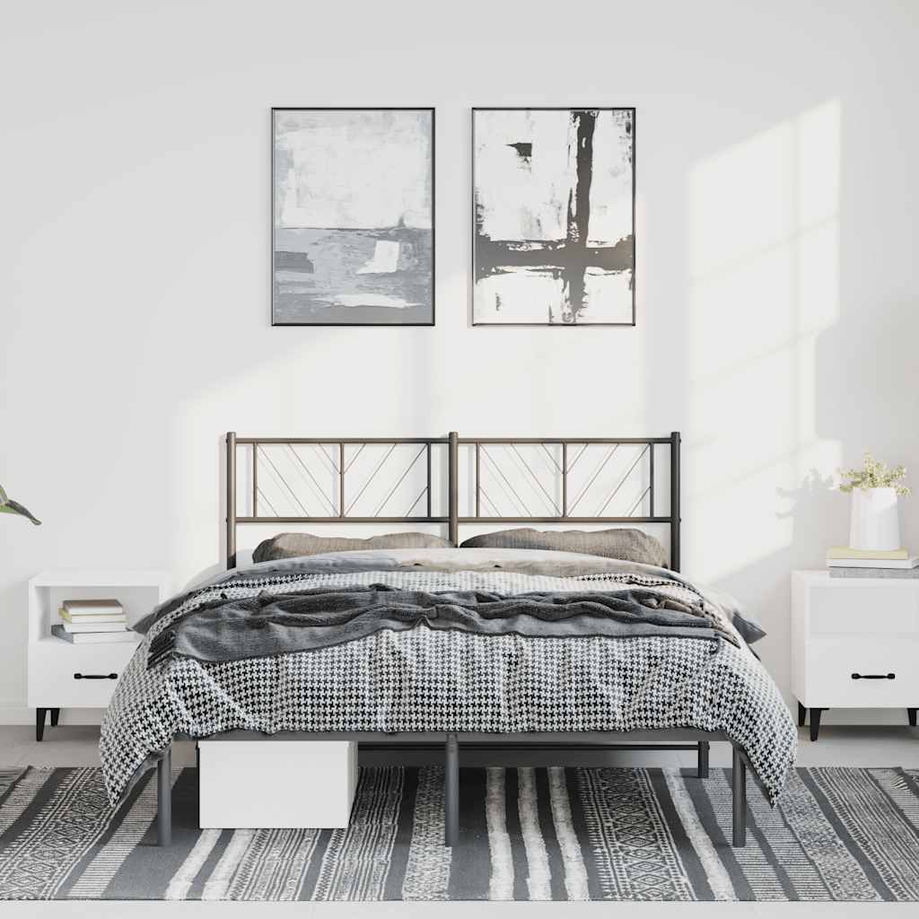 Bettgestell mit Kopfteil Metall Schwarz 150x200 cm