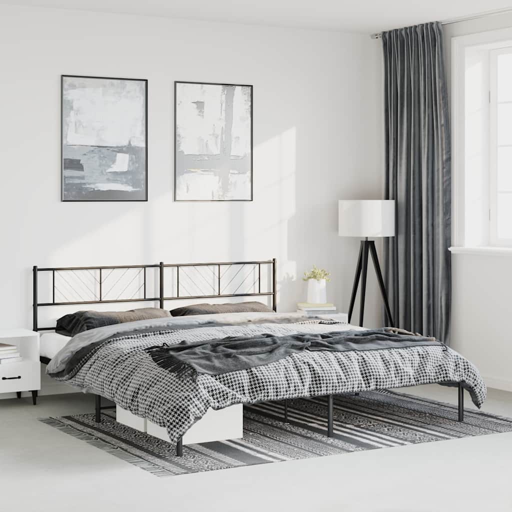 Bettgestell mit Kopfteil Metall Schwarz 183x213 cm