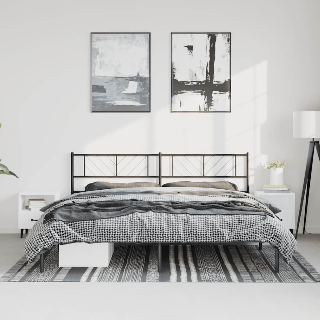 Bettgestell mit Kopfteil Metall Schwarz 183x213 cm