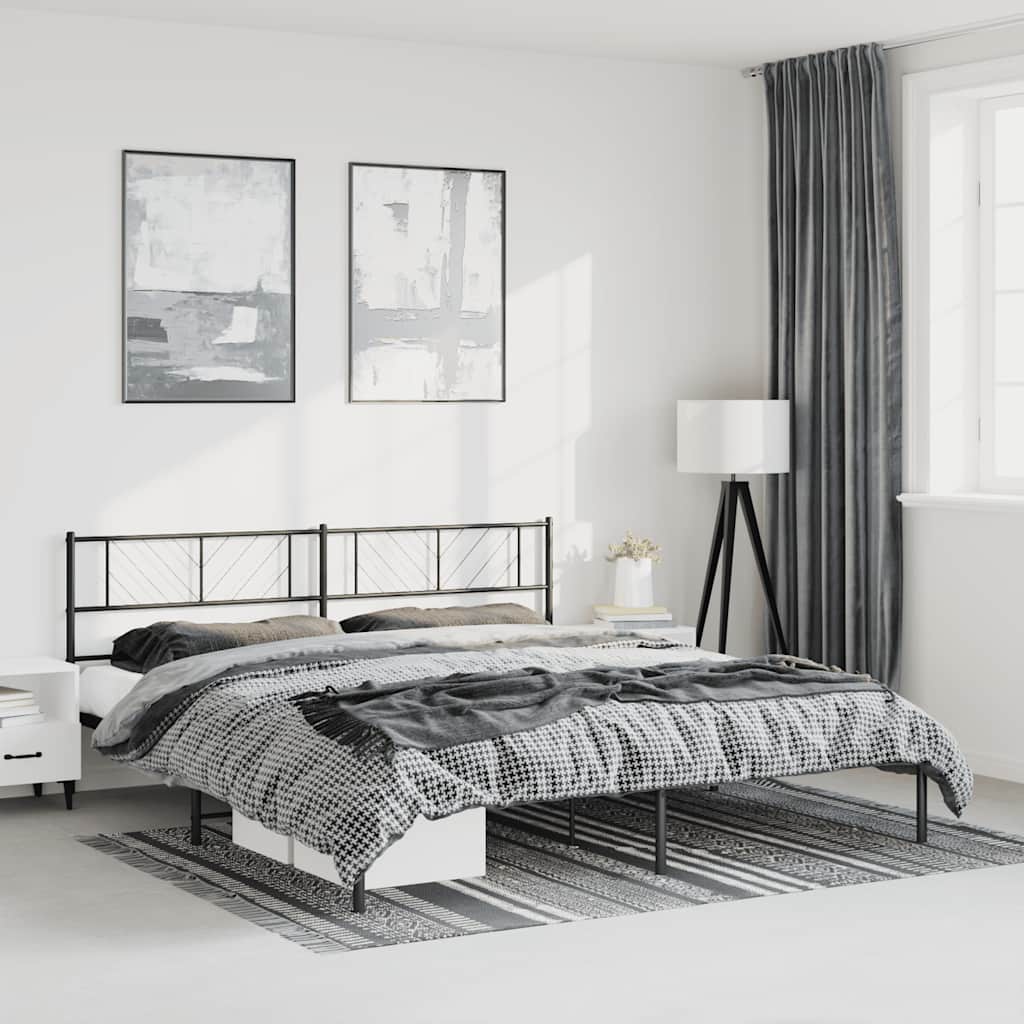 Bettgestell mit Kopfteil Metall Schwarz 193x203 cm