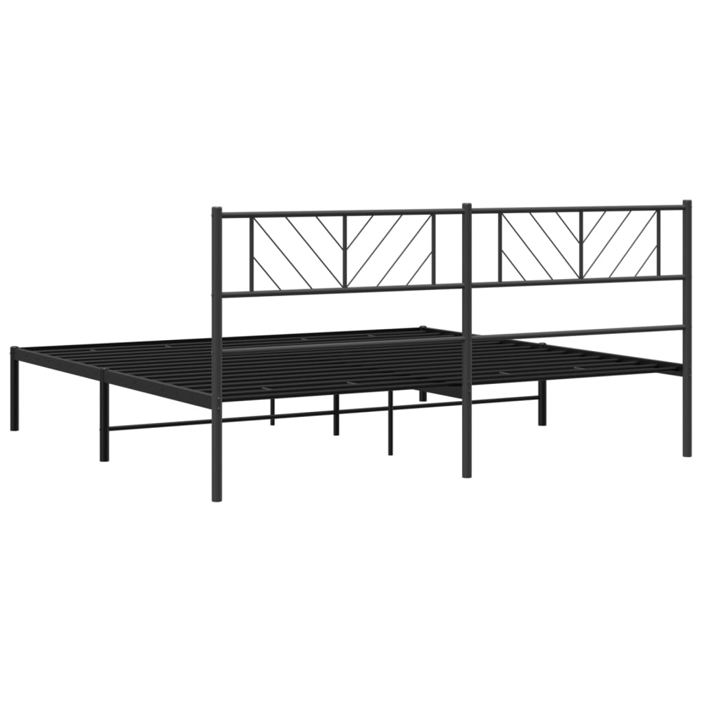 Bettgestell mit Kopfteil Metall Schwarz 200x200 cm