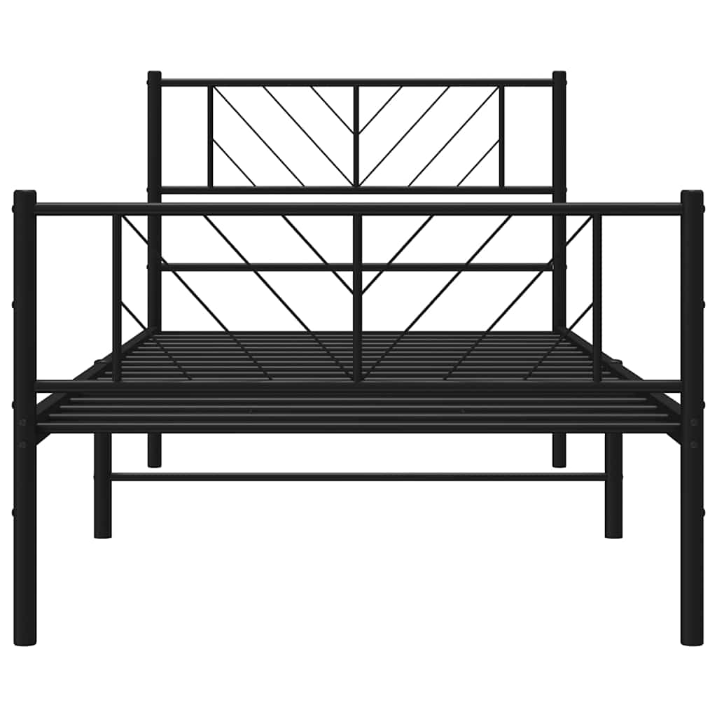 Bettgestell mit Kopf- und Fußteil Metall Schwarz 100x190 cm