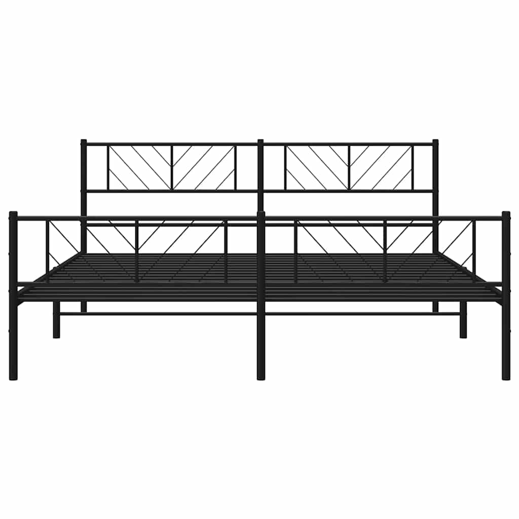 Bettgestell mit Kopf- und Fußteil Metall Schwarz 193x203 cm