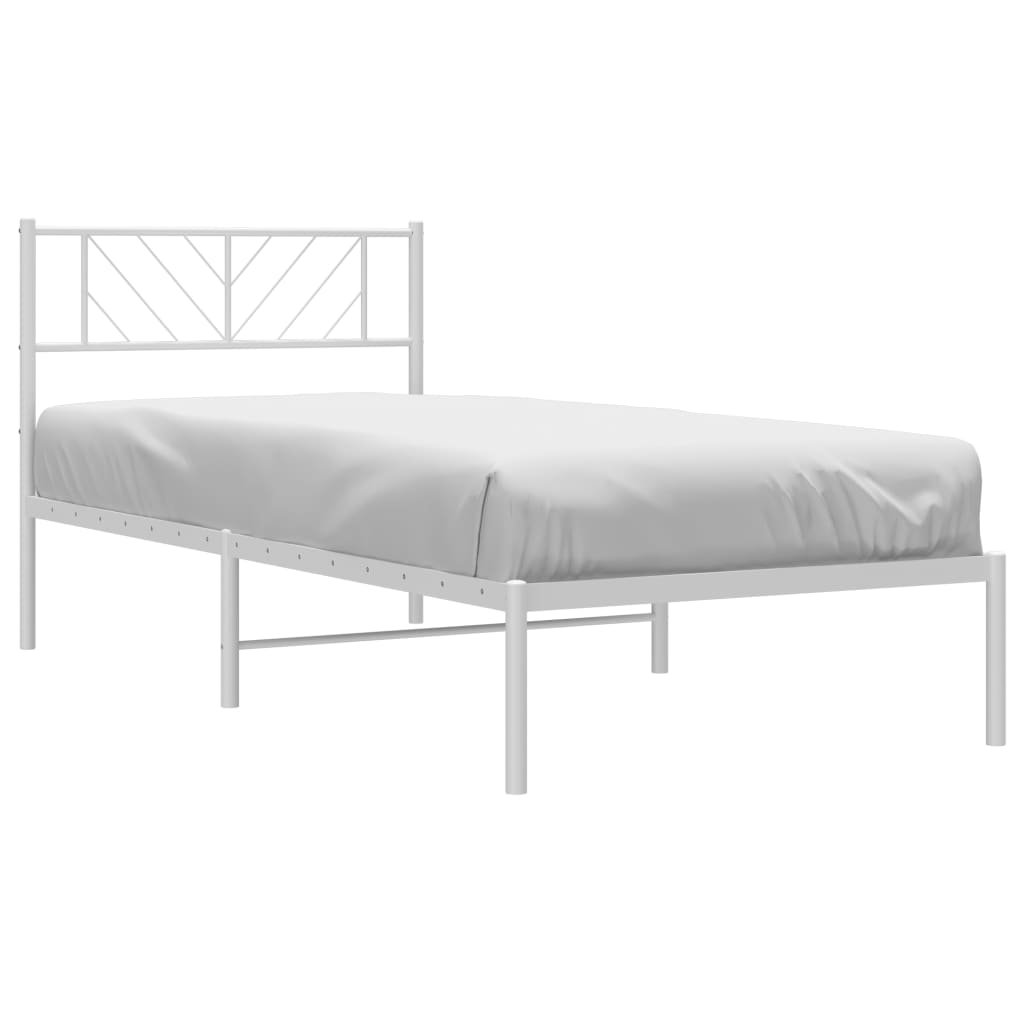 Metallbett ohne Matratze mit Kopfteil Weiß 75x190 cm