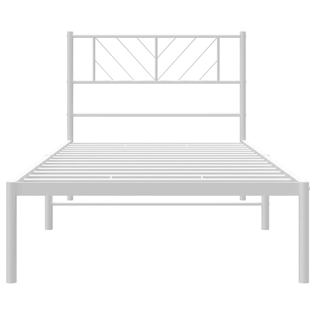 Bettgestell mit Kopfteil Metall Weiß 100x190 cm