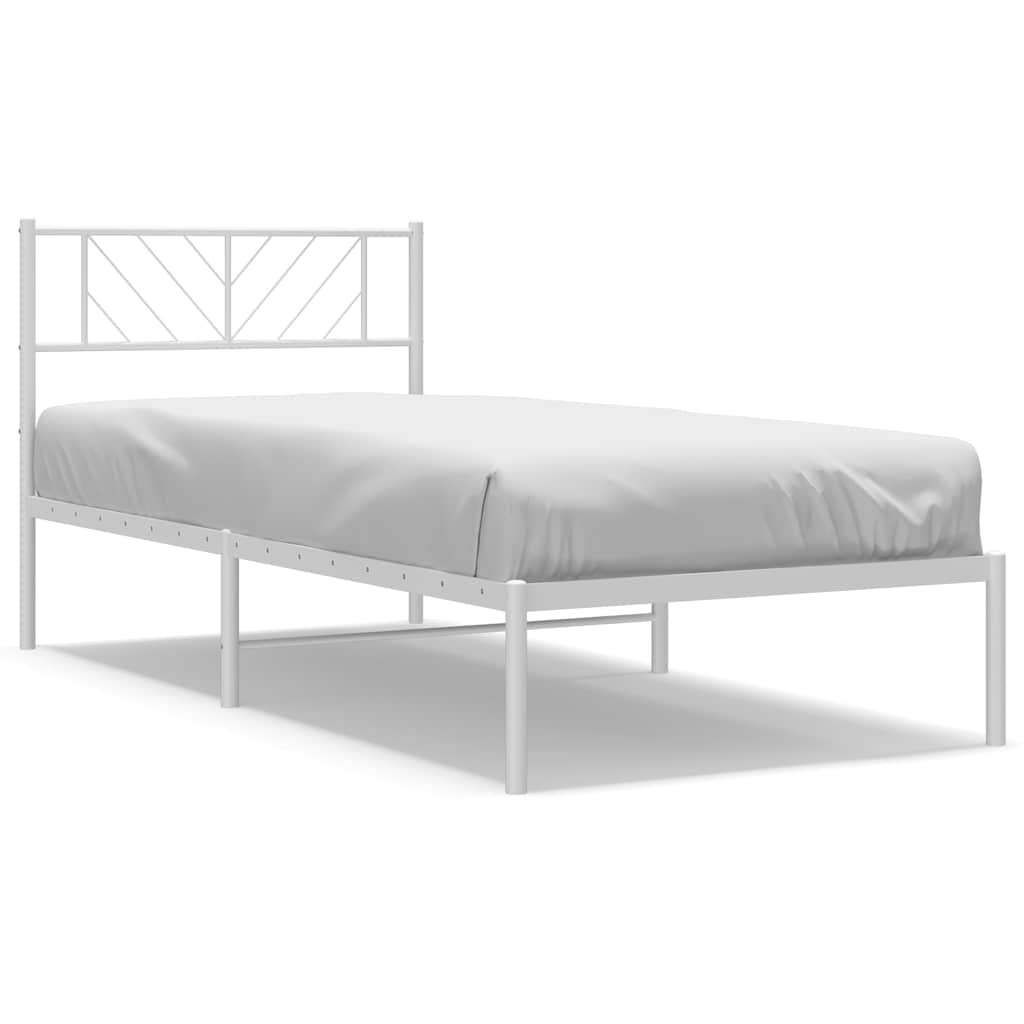 Bettgestell mit Kopfteil Metall Weiß 100x200 cm