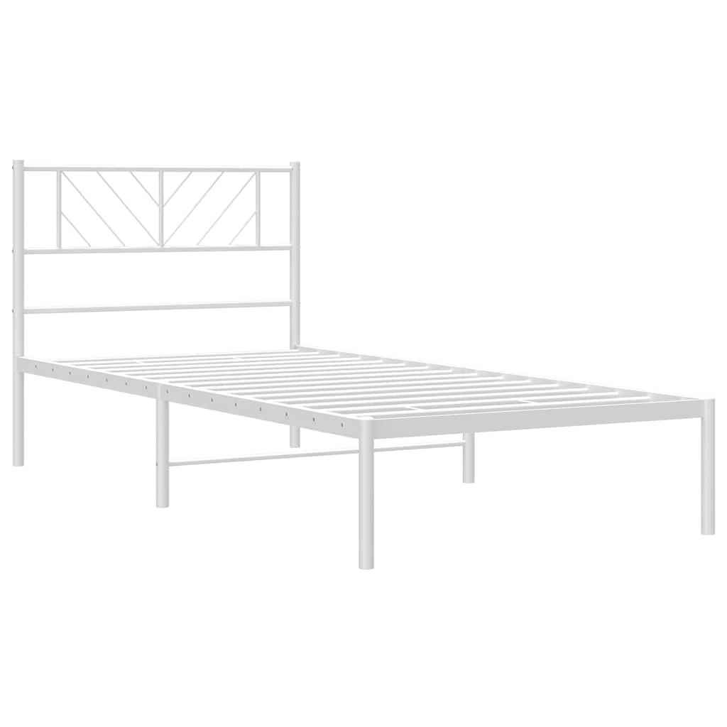 Bettgestell mit Kopfteil Metall Weiß 100x200 cm