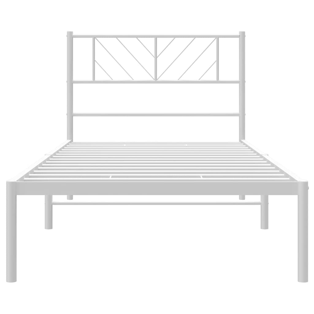 Bettgestell mit Kopfteil Metall Weiß 100x200 cm