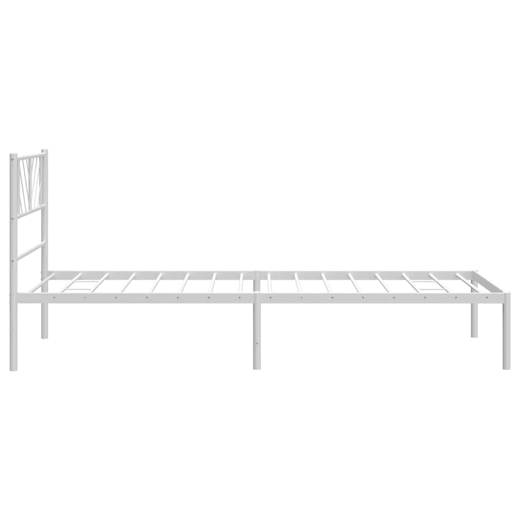 Bettgestell mit Kopfteil Metall Weiß 100x200 cm