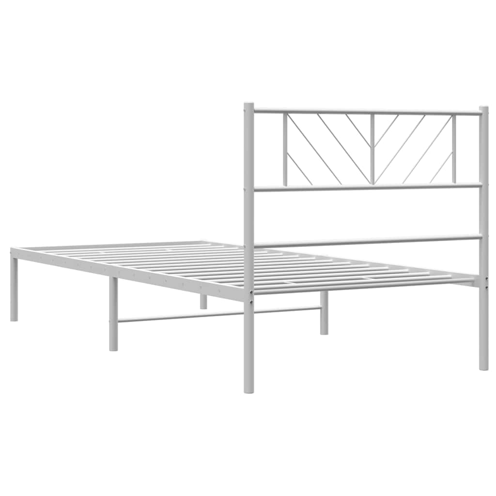 Bettgestell mit Kopfteil Metall Weiß 100x200 cm