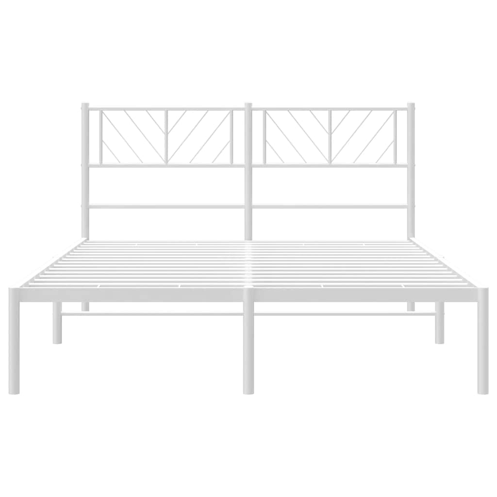 Bettgestell mit Kopfteil Metall Weiß 135x190 cm