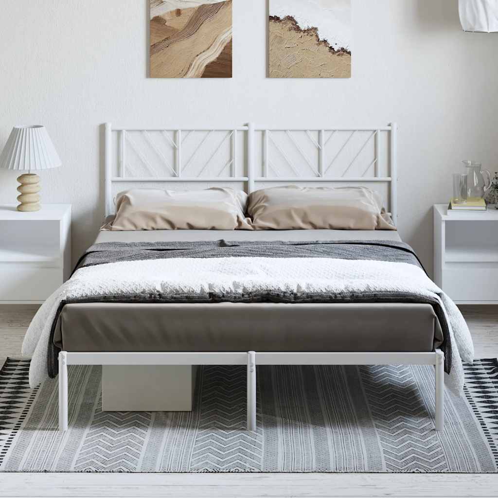 Bettgestell mit Kopfteil Metall Weiß 135x190 cm