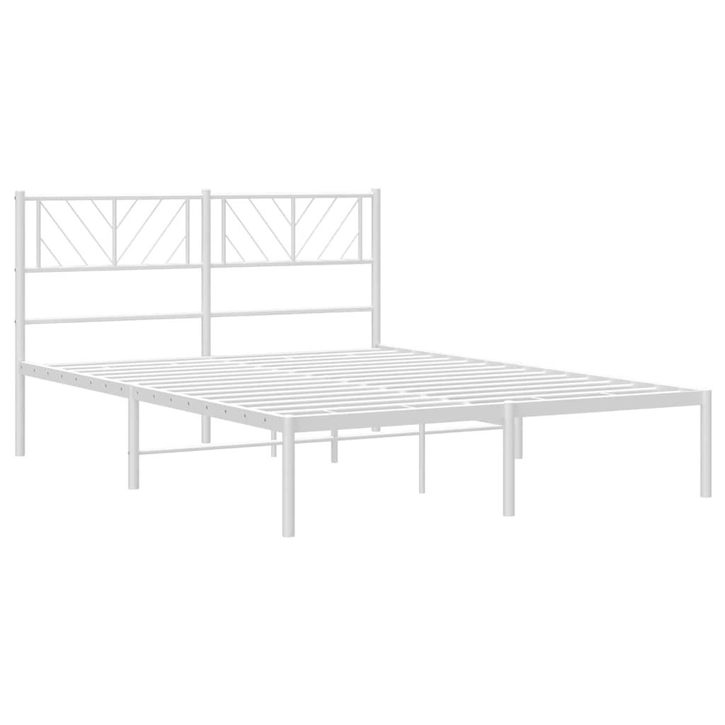 Bettgestell mit Kopfteil Metall Weiß 150x200 cm